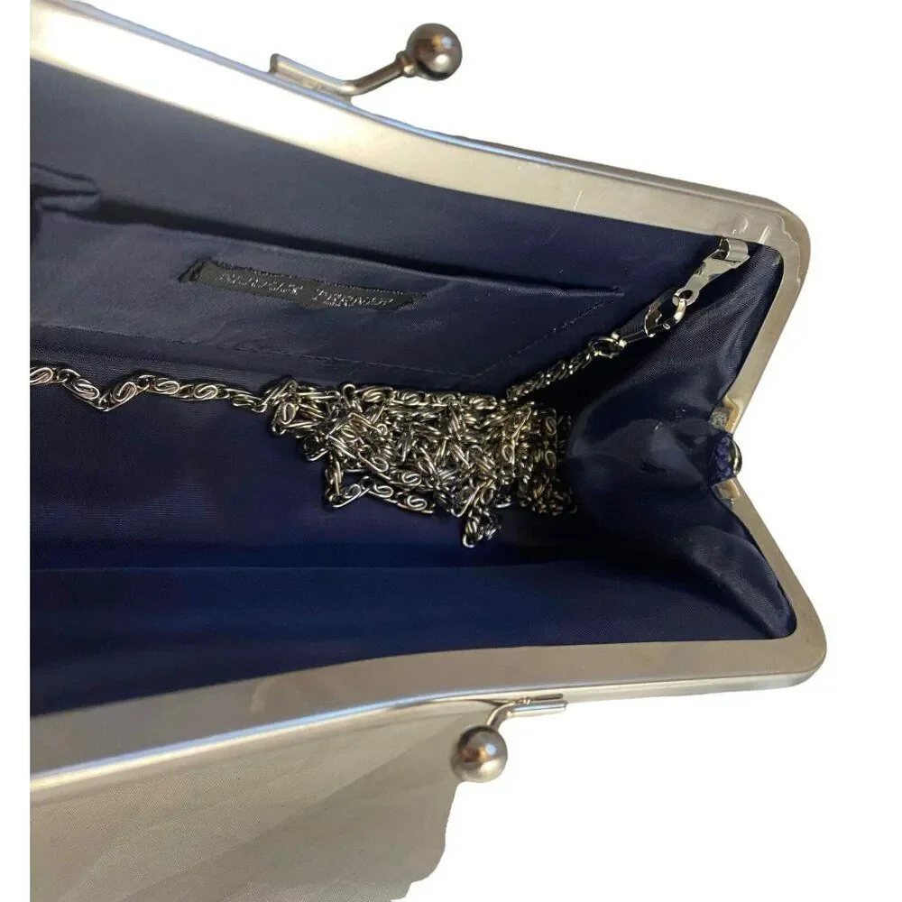 #4666 Bijoux Turner black satin clutch with shoulder strap
